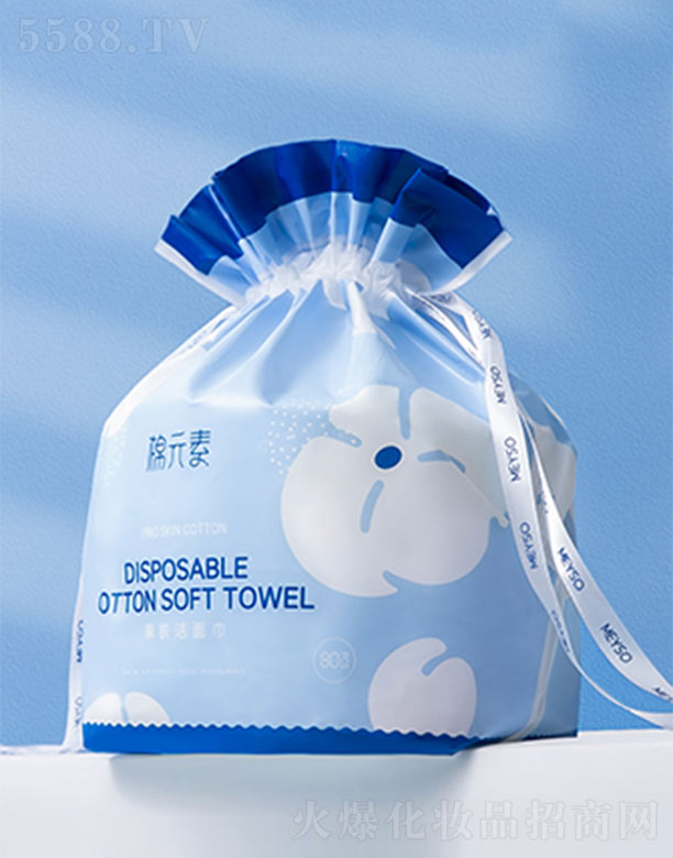 棉元素特厚珍珠紋洗臉巾拉繩卷巾 300g